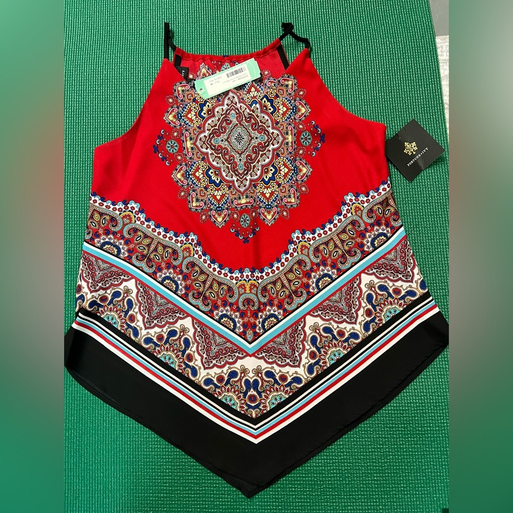 Fortune & Ivy Sara Handkerchief Blouse from Stitch Fix. Size Medium